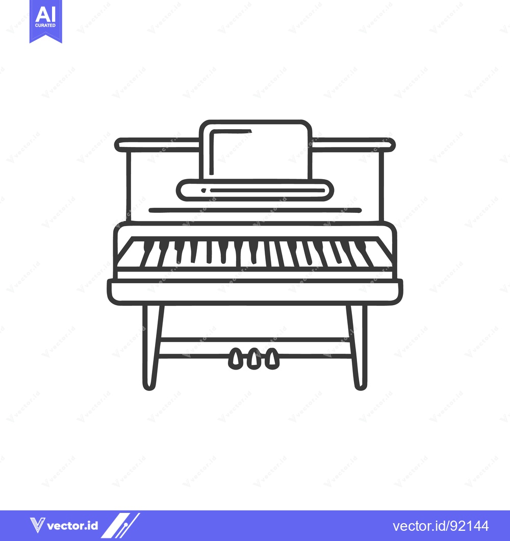 Premium Vector of Minimalist Piano Line Art: Elegant Musical Instrument Illustration on