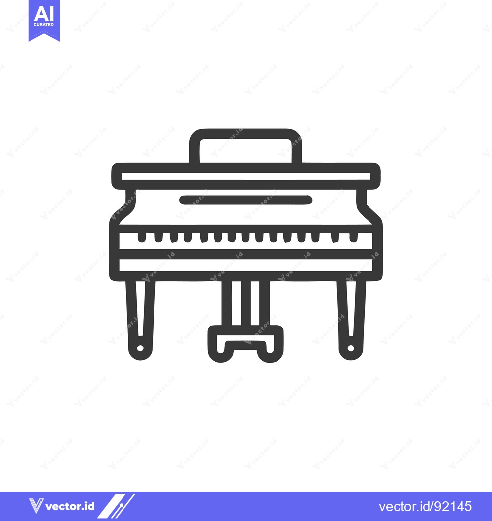 Premium Vector dari Grand Piano Outline Icon: Musical Instrument Elegance in Simple Design