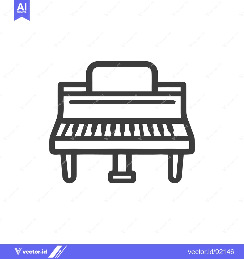 Premium Vector of Minimalist Piano Icon: Elegant Outline of a Classic Instrument