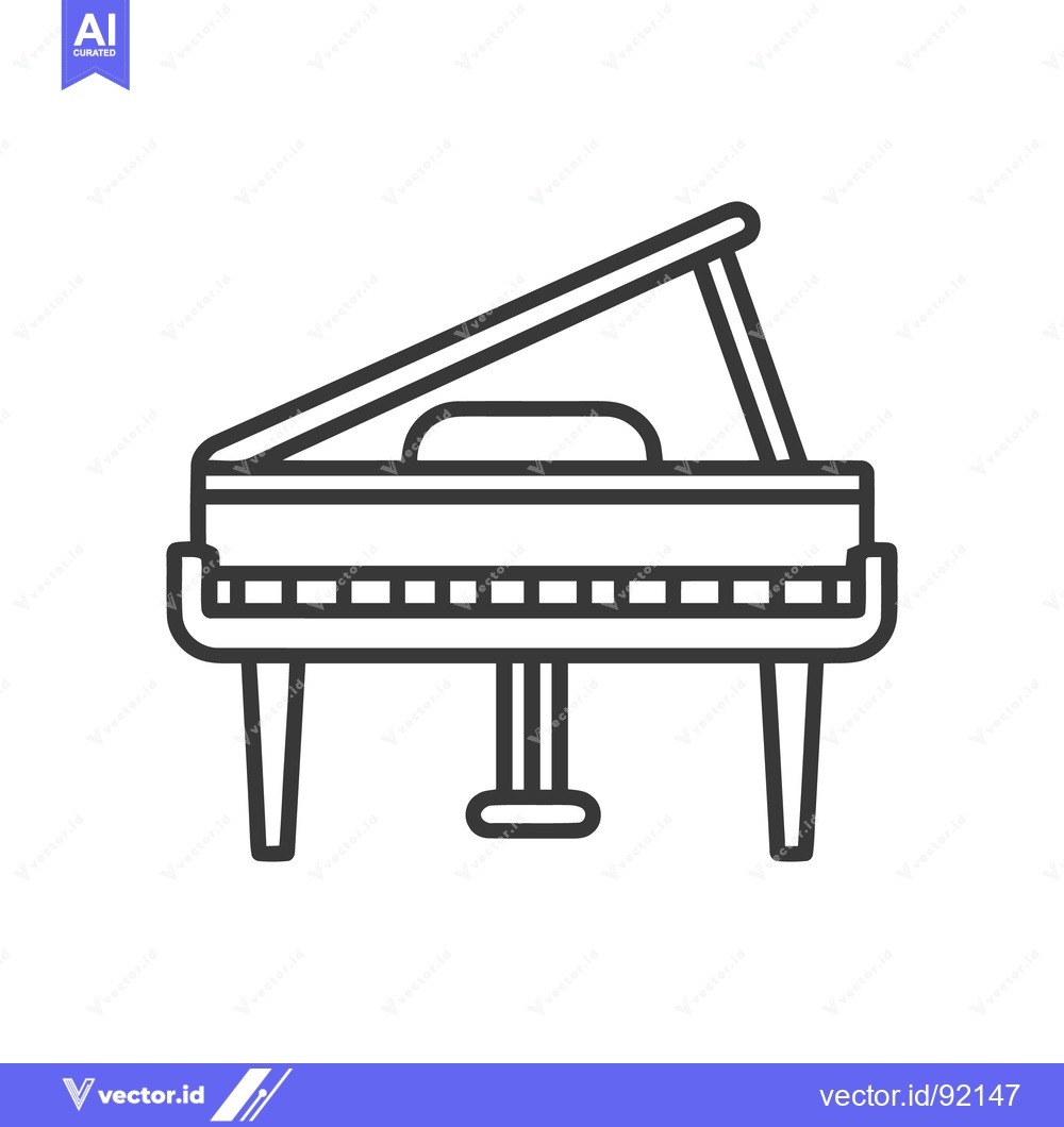 Premium Vector dari Grand Piano Outline Icon, Musical Instrument, Elegant Design, Minimali