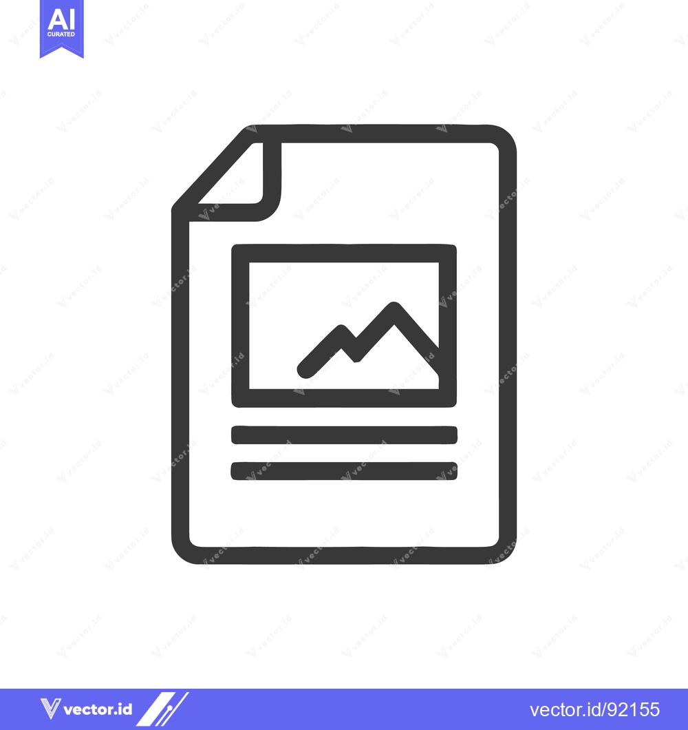 Premium Vector of Minimalist Document Icon with Mountain Image and Text Lines