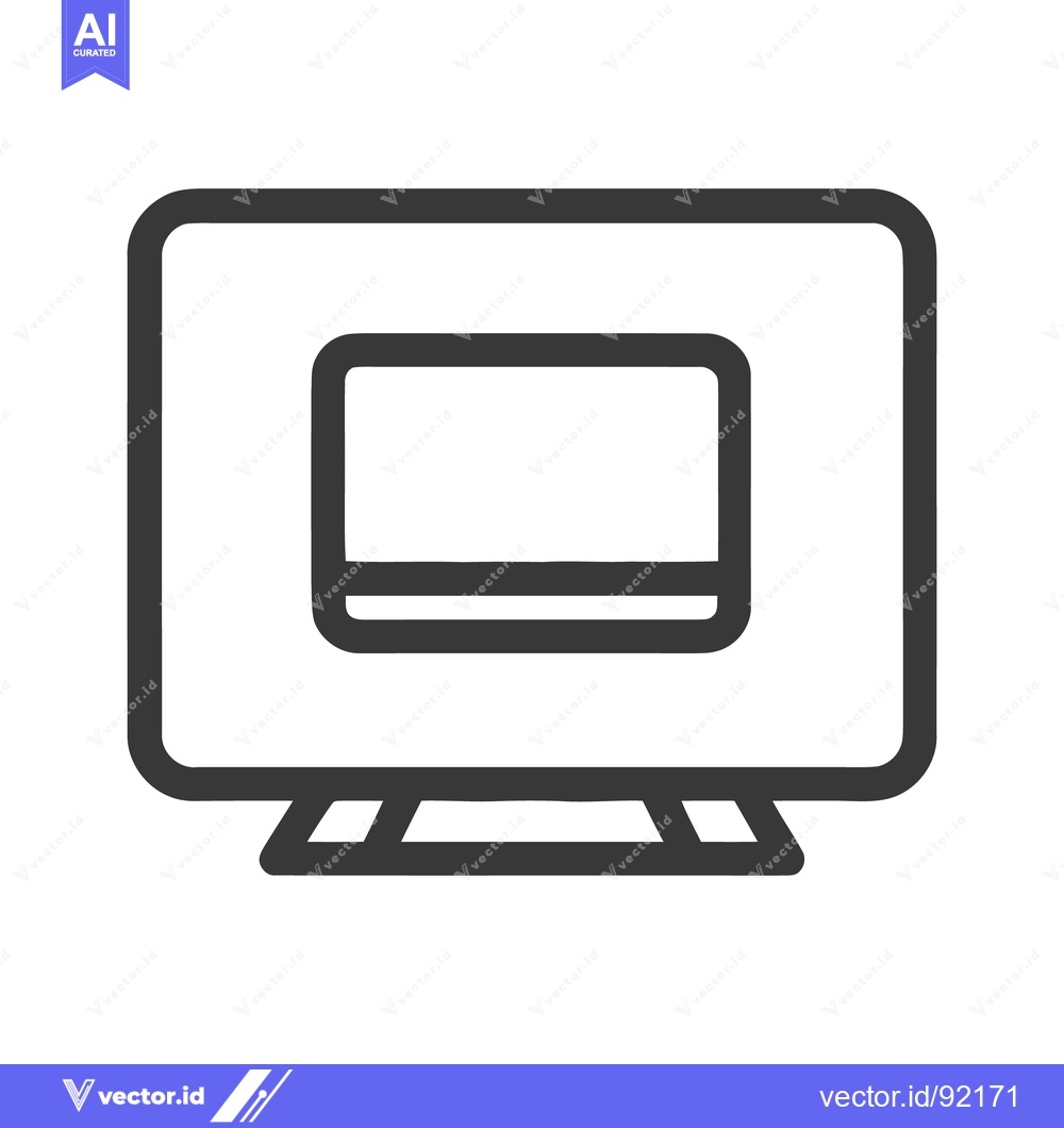 Premium Vector of Minimalist TV Icon: Rounded Edges, Clean Line Art Design