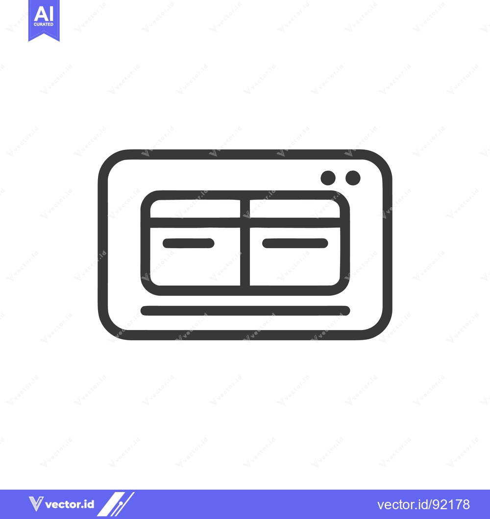 Premium Vector dari Browser Window Icon: Simple Outline Design with Two Panes