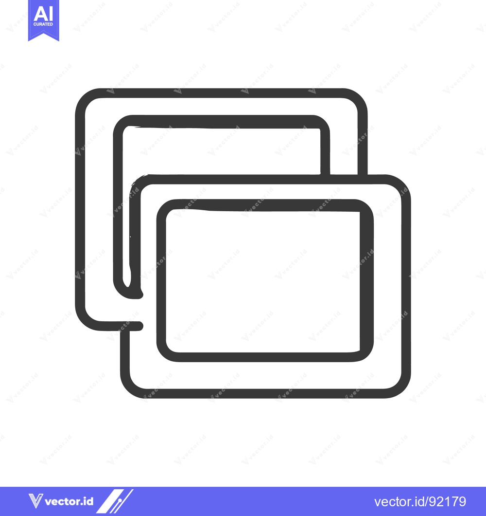 Premium Vector of Overlapping Frames Icon: Simple Black Outline on White Background