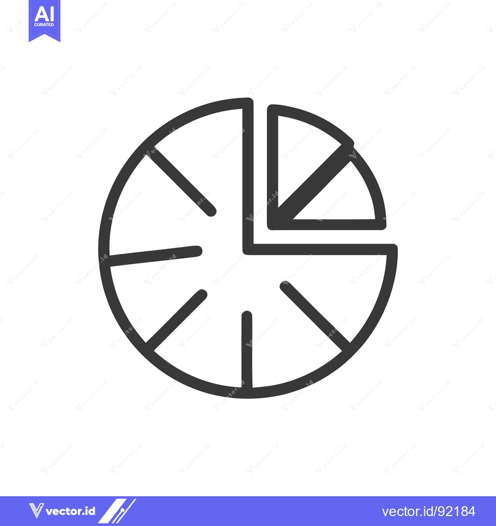 Premium Vector dari Simple Black and White Pie Chart Icon with Slices
