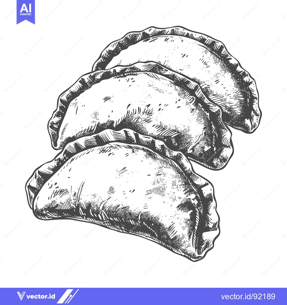 Premium Vector of Three savory pastries arranged together with a white background