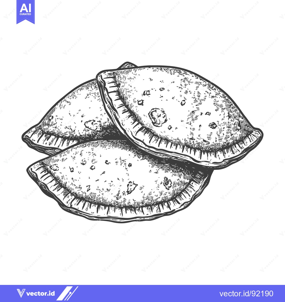 Premium Vector dari Three savory filled pastries arranged in a stacked composition