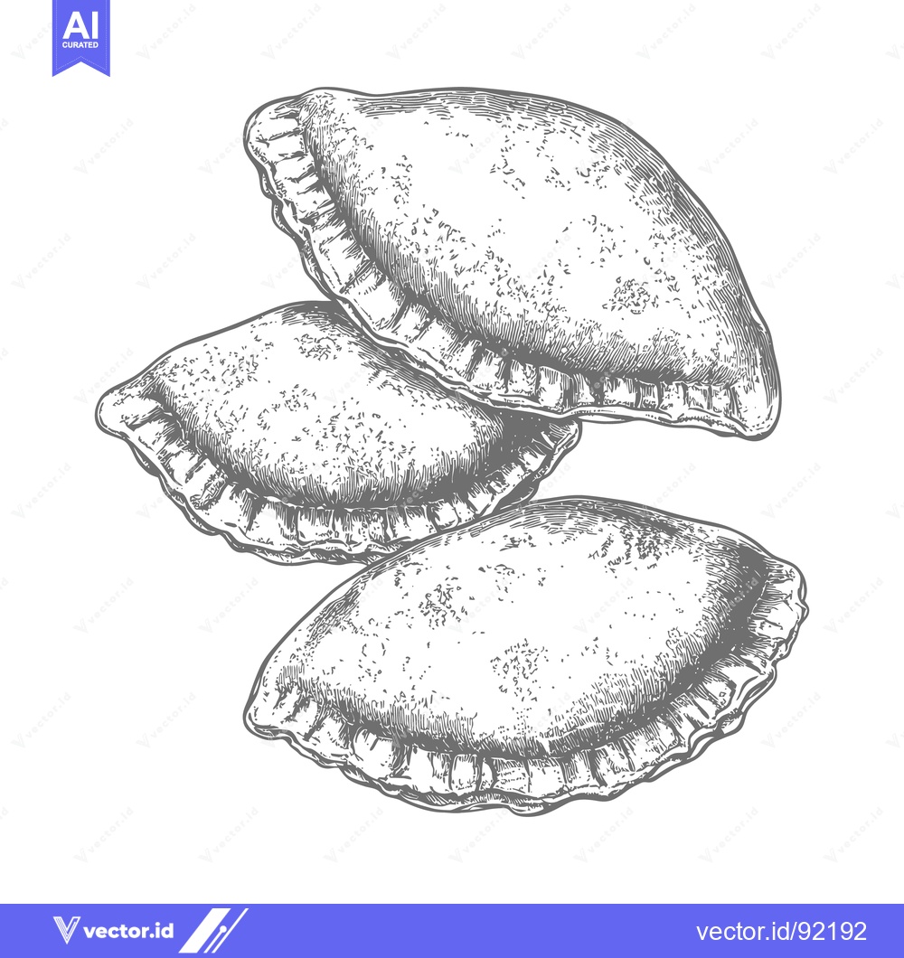 Premium Vector dari Three hand drawn food items stacked closely on white background