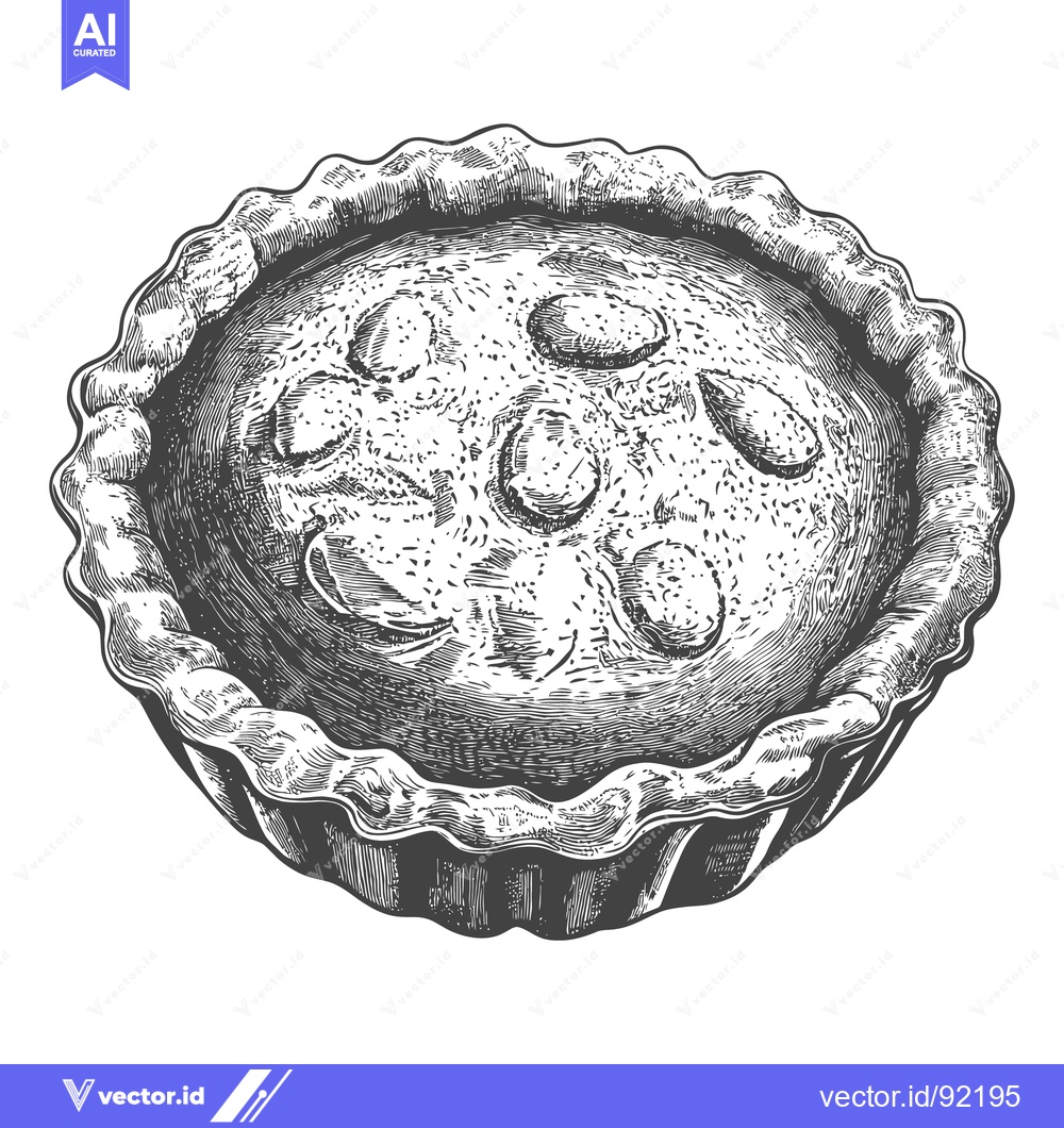 Premium Vector dari A small round baked tart with nuts on its surface