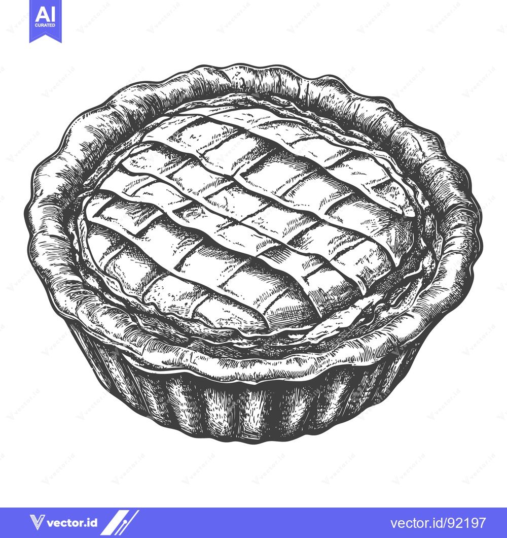 Premium Vector of A detailed black and white illustration of a round pie