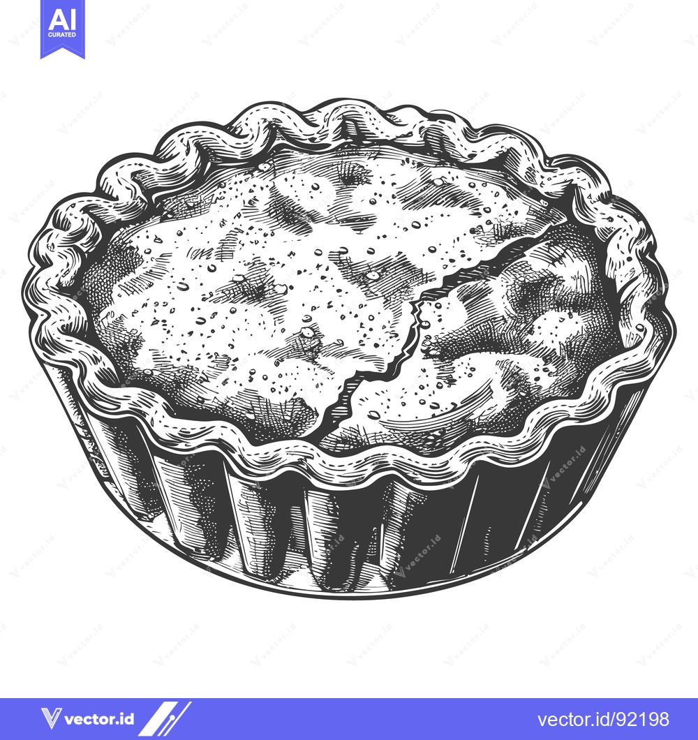 Premium Vector dari A detailed black and white drawing of a tasty pie