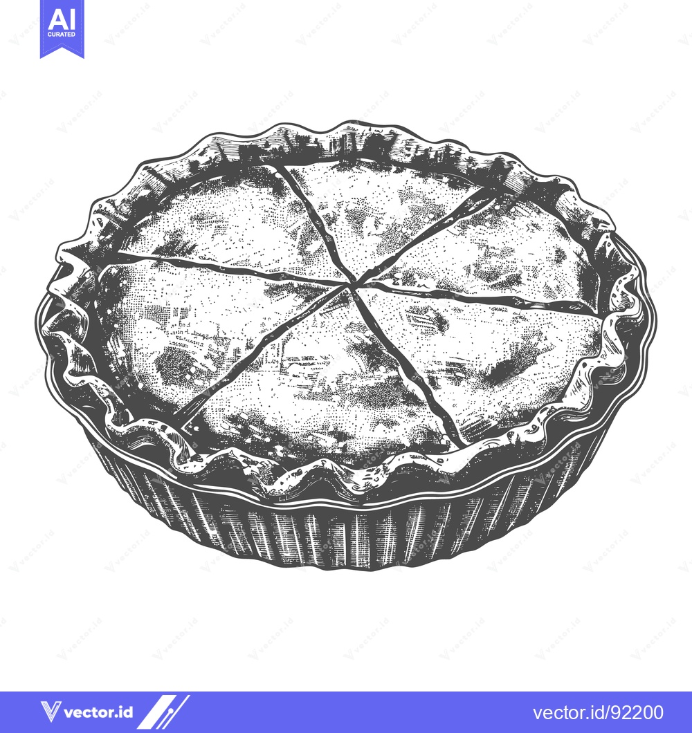 Premium Vector of A detailed vintage illustration of a delicious sliced pie