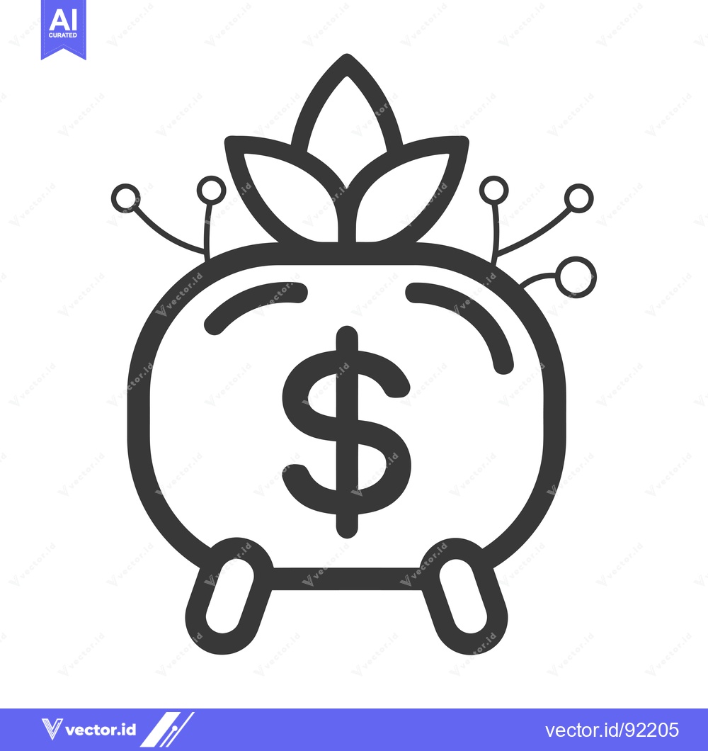 Premium Vector of Piggy Bank with a Dollar Sign and Growing Plant on Top