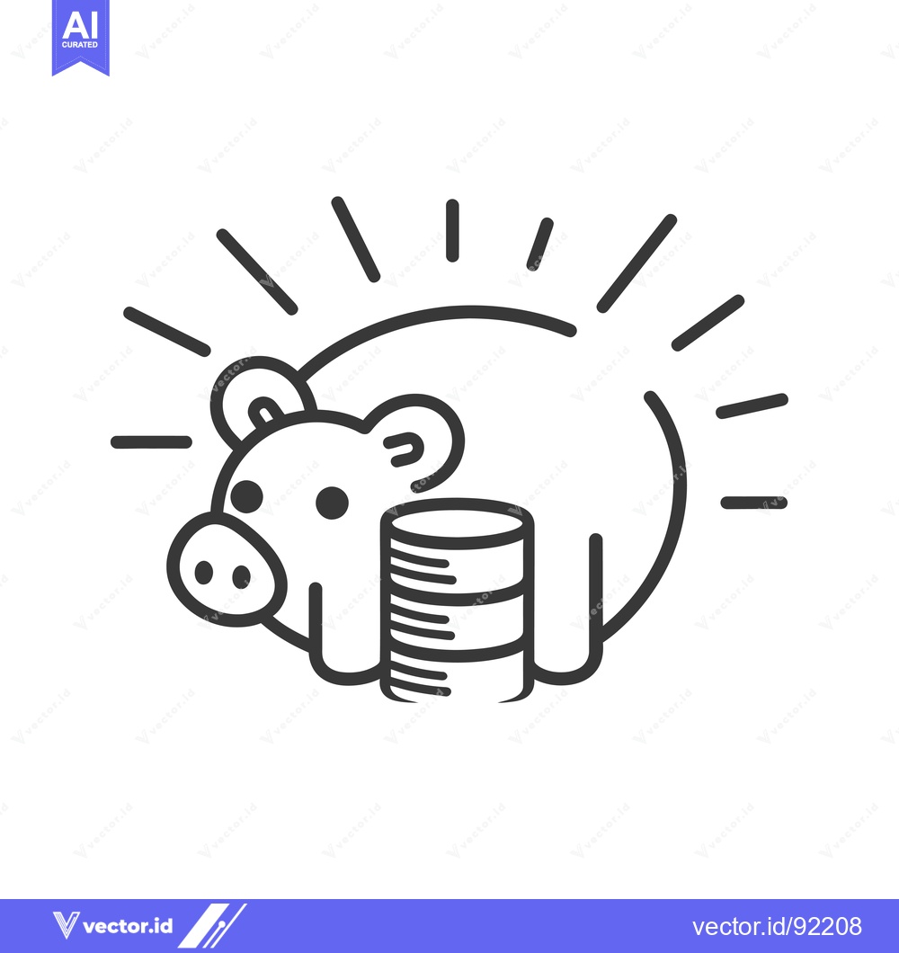 Premium Vector of Piggy Bank with Stack of Coins and Radiating Lines