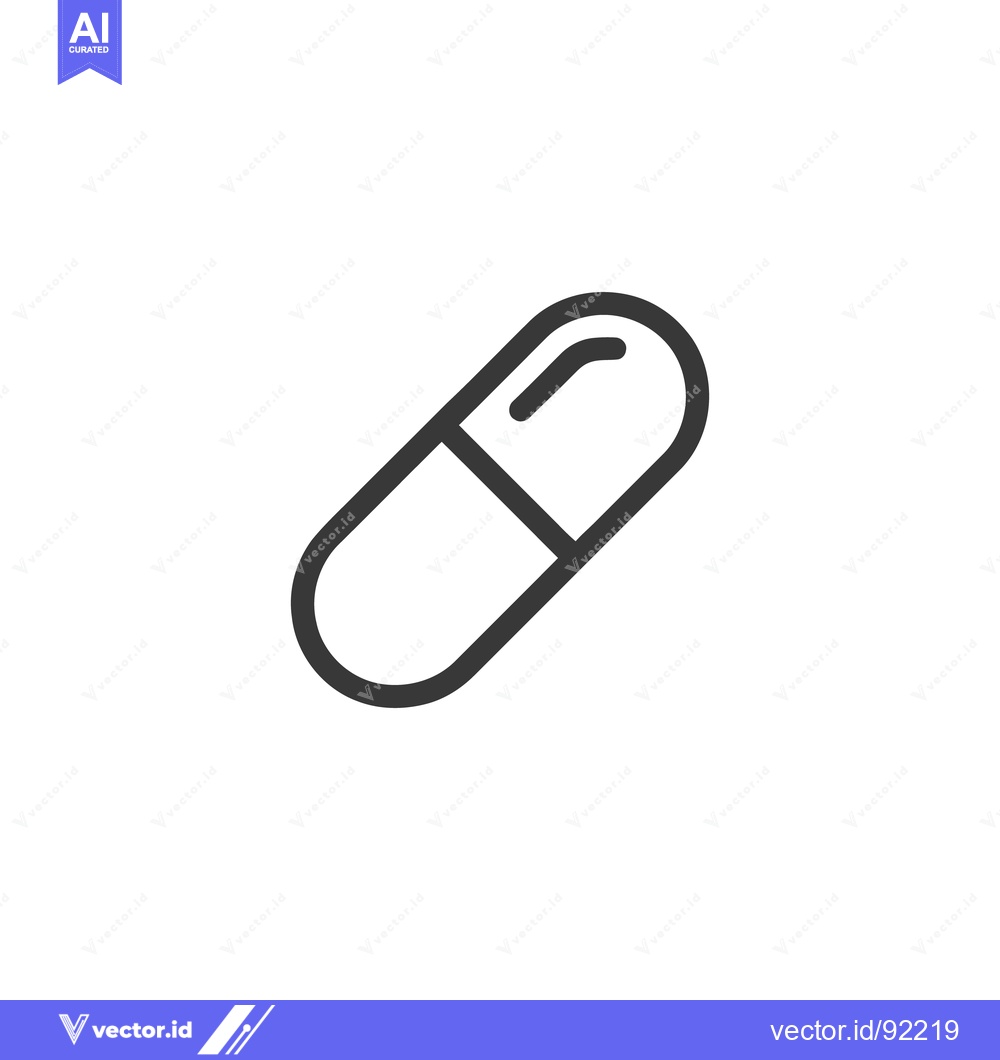 Premium Vector dari Minimalist Pill Icon: Medical Capsule Outline on White Background
