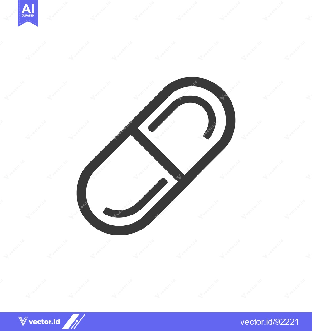 Premium Vector of Minimalist Capsule Pill Icon: Medical Symbol in Bold Outline