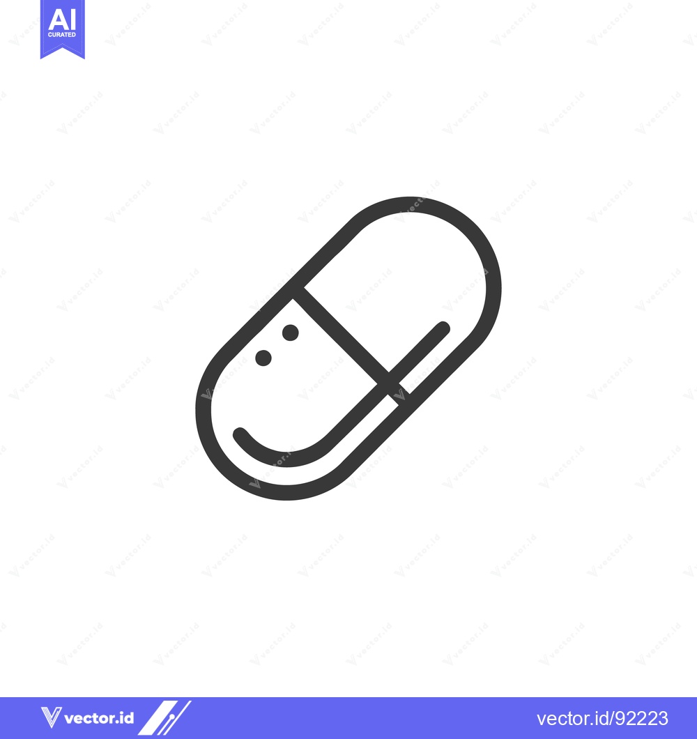Premium Vector dari Minimalist Capsule Pill Icon: Medical Treatment Symbol on White Backgr