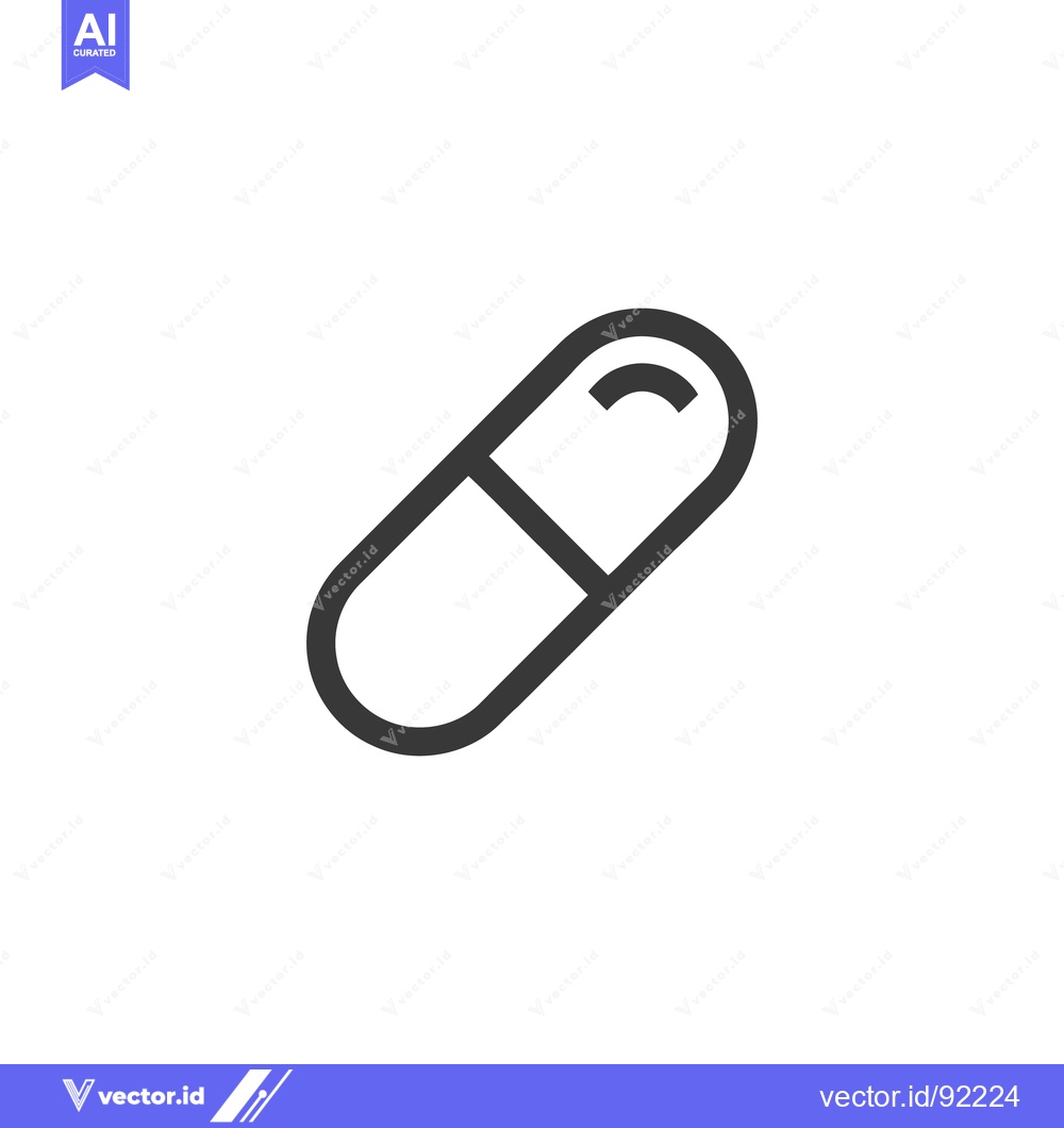 Premium Vector of Minimalist Pill Icon: Medical Capsule Outline on White Background
