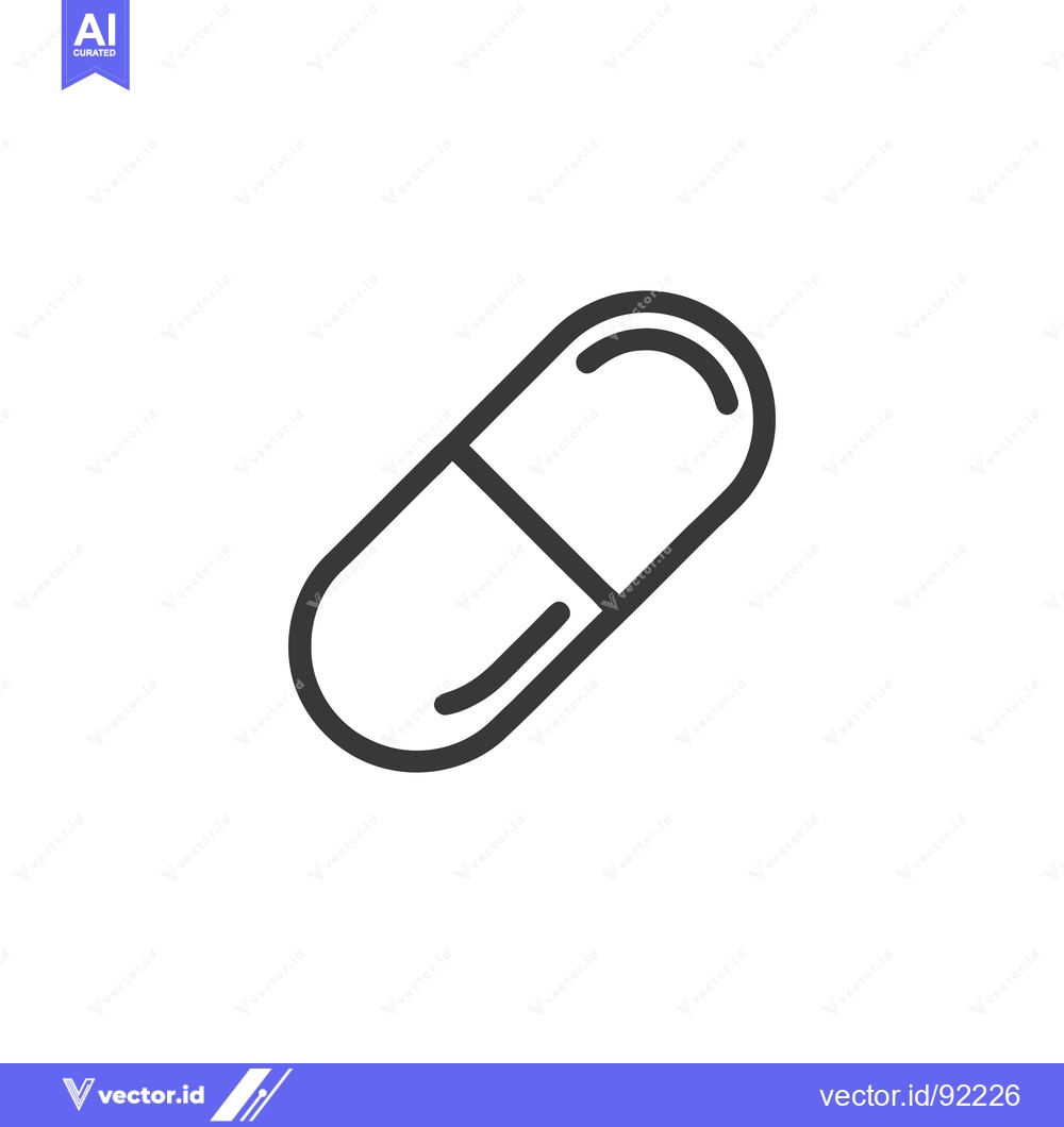 Premium Vector of Minimalist Capsule Pill Icon: Medical Treatment Symbol in Black Outlin
