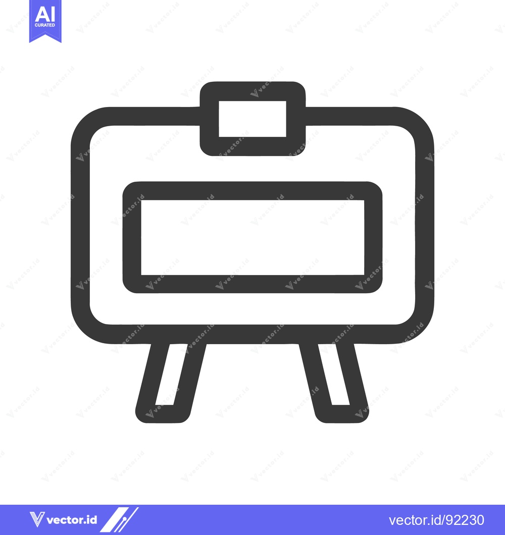 Premium Vector of Bold Outline Icon of a Presentation Board on White Background