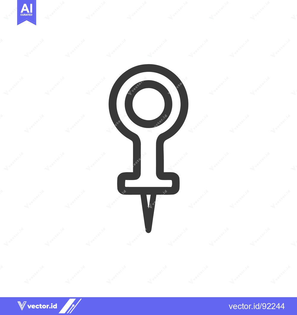 Premium Vector dari Minimalist Pin Icon: Simple Black Outline on White Background
