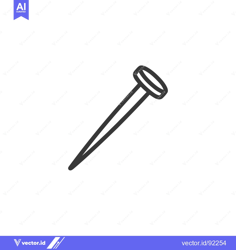 Premium Vector dari Simple Line Art: Isolated Metal Nail on White Background