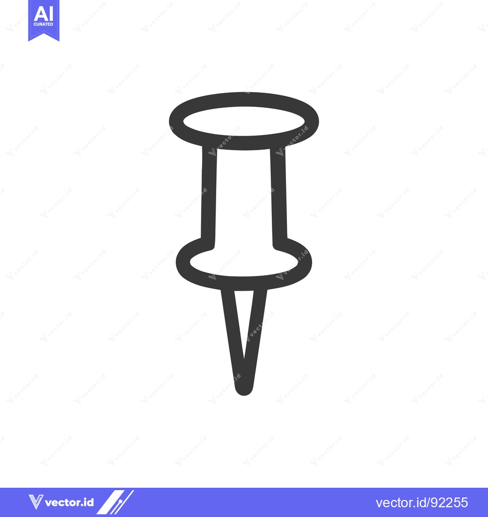 Premium Vector dari Minimalist Gray Pushpin Icon on White Background, Office Supply Symbol