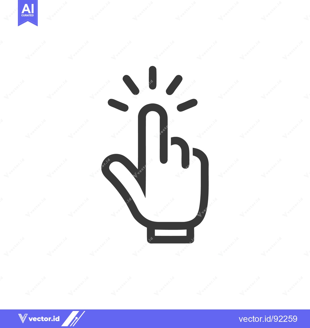 Premium Vector dari Clicking Finger Icon: Bold Outline, Interactive Touch Symbol on White