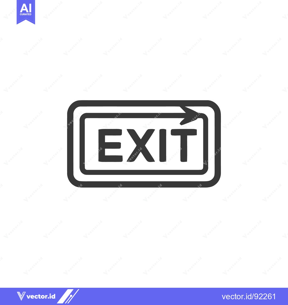 Premium Vector of Minimalist Exit Sign with Arrow, Black on White Background, Simple Des