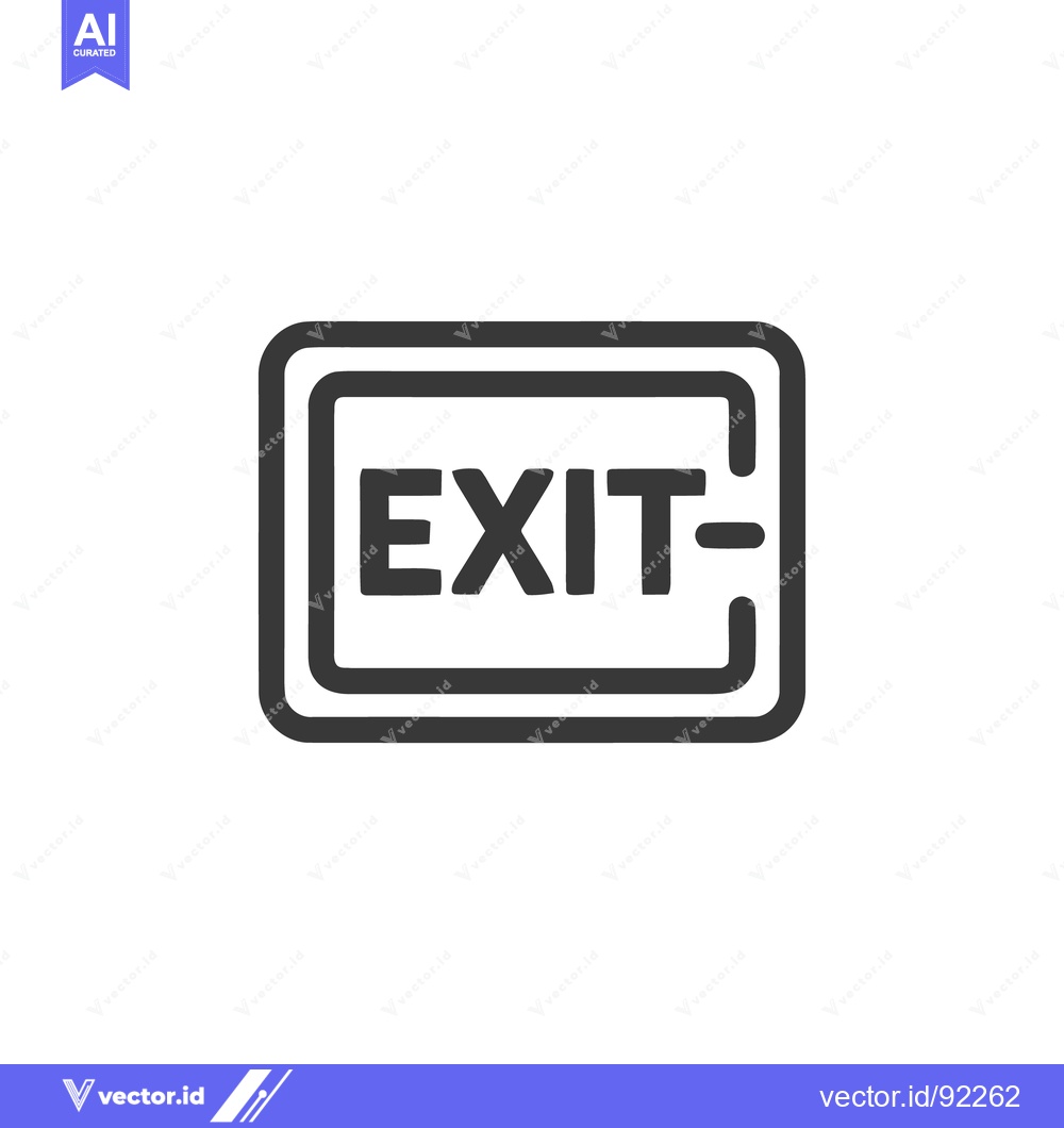 Premium Vector of Minimalist Exit Sign Icon with Bold Typography and Rounded Rectangle