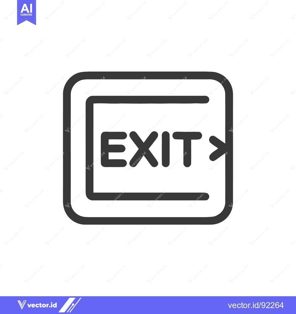 Premium Vector dari Bold Exit Sign Icon with Arrow in Square Frame, Minimalist Design