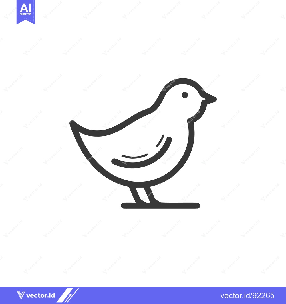 Premium Vector of Minimalist Bird Icon: Simple Line Art Illustration on White Background