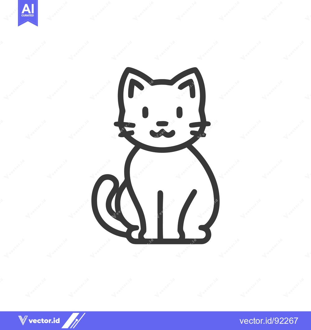 Premium Vector of Minimalist Cat Illustration: Simple, Clean Line Art Design on White Ba