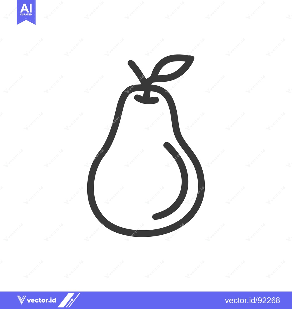 Premium Vector of Minimalist Pear Icon: Simple Line Art on White Background