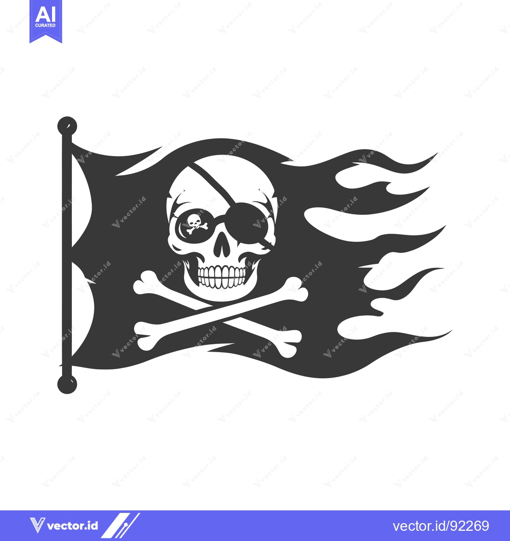 Premium Vector of Pirate Skull and Crossbones Flag with Eyepatch