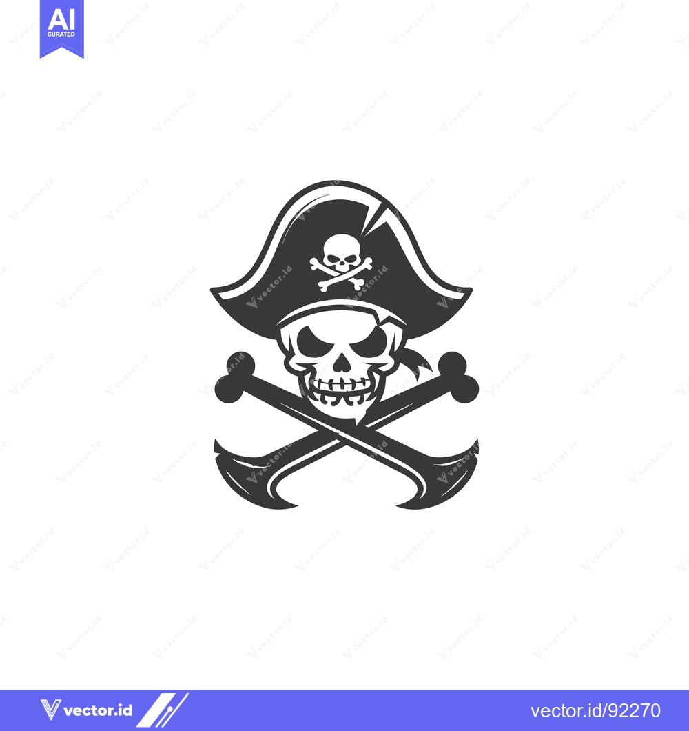 Premium Vector dari Pirate Skull with Hat and Crossed Anchors