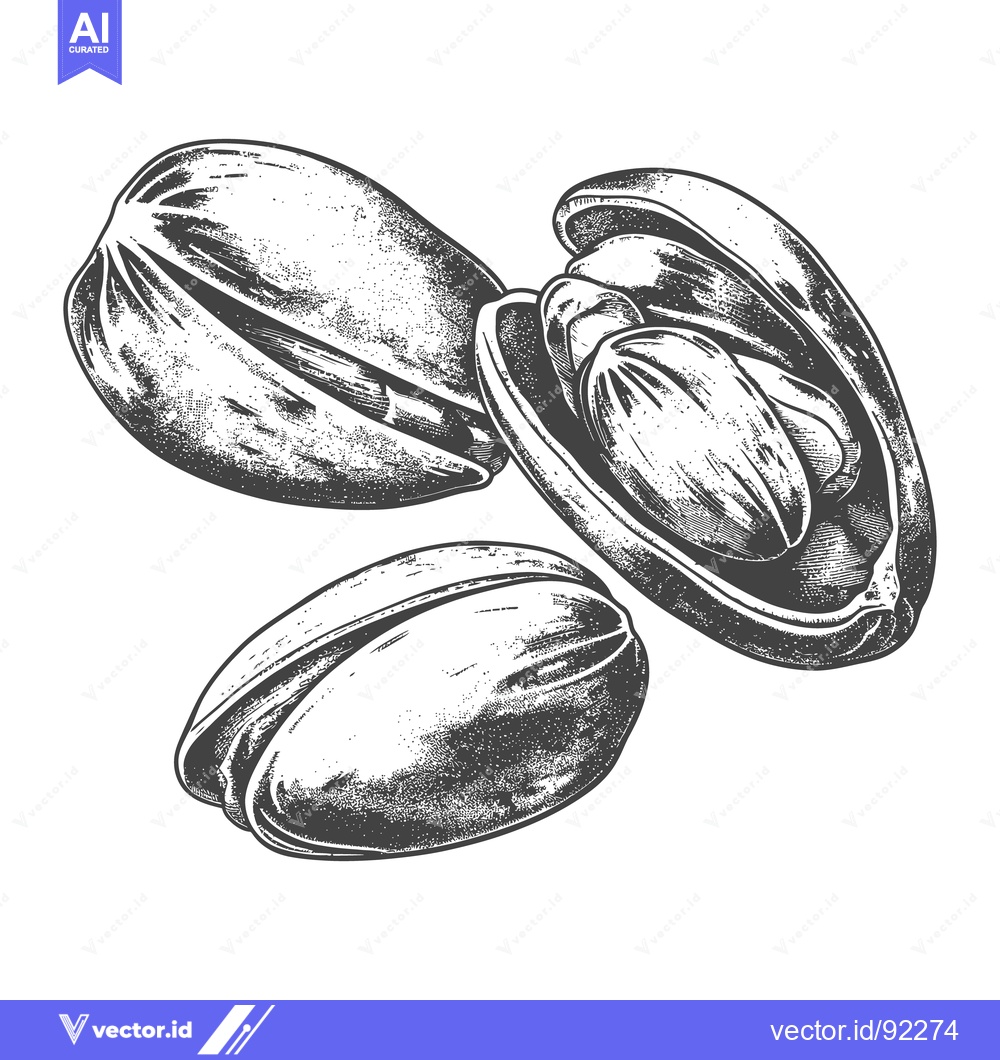 Premium Vector of Close Up Illustration Of Three Pistachio Nuts Isolated On White