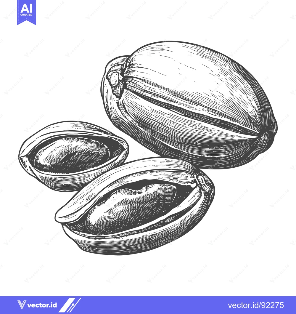 Premium Vector dari Three pistachio nuts shown in black and white illustration