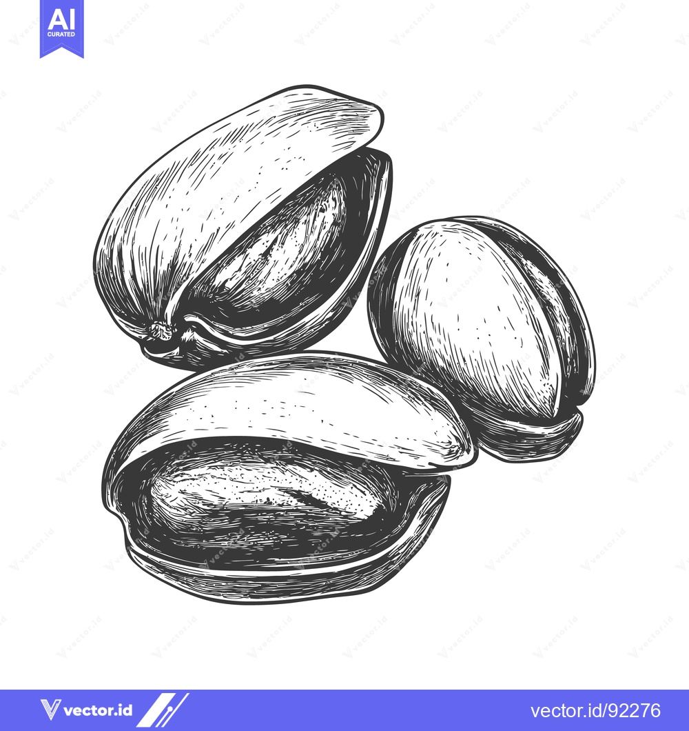 Premium Vector dari Detailed monochrome illustration of cracked open nuts displayed closel