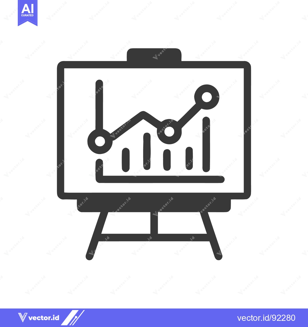 Premium Vector dari Business Presentation Board with Graph Icon in Dark Gray