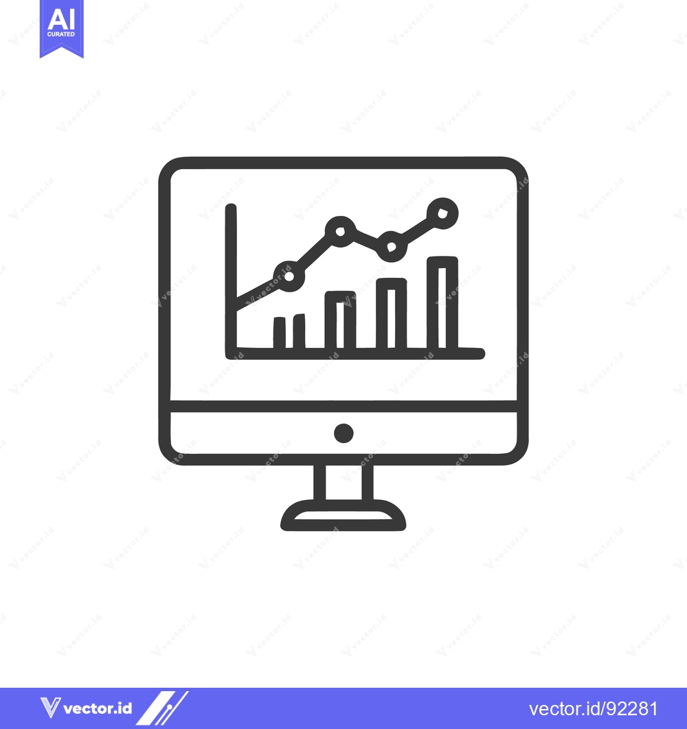 Premium Vector dari Monitor Displaying a Line and Bar Graph, Business Analytics Icon