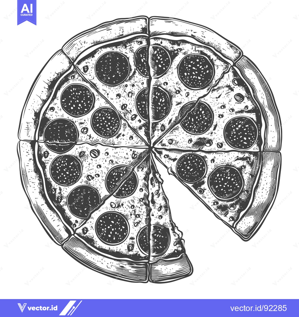 Premium Vector dari A detailed illustration of a pizza sliced and ready to eat