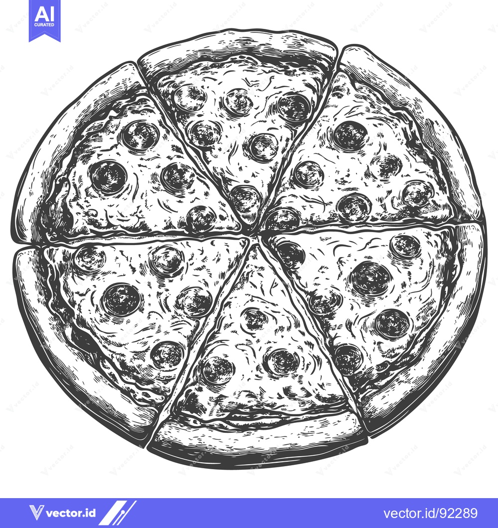 Premium Vector dari A delicious looking pizza cut into slices for sharing and eating