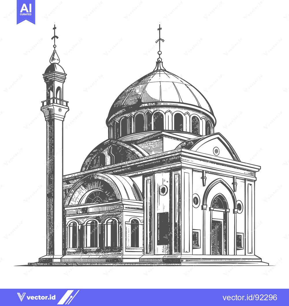 Premium Vector dari Architectural Illustration Depicting a Beautiful Building with a Tall