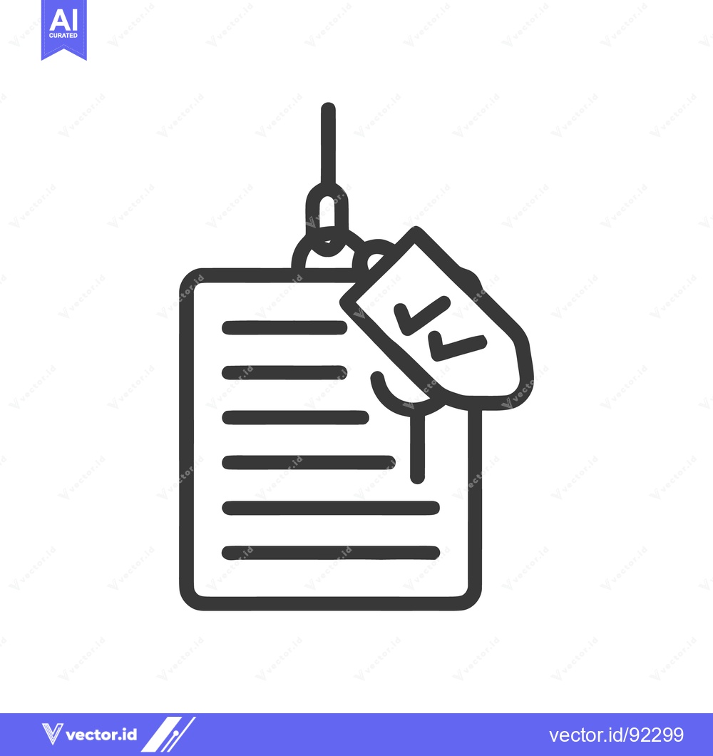 Premium Vector dari Approved Document Icon: Checklist with Checkmarks, Minimalist Line Art