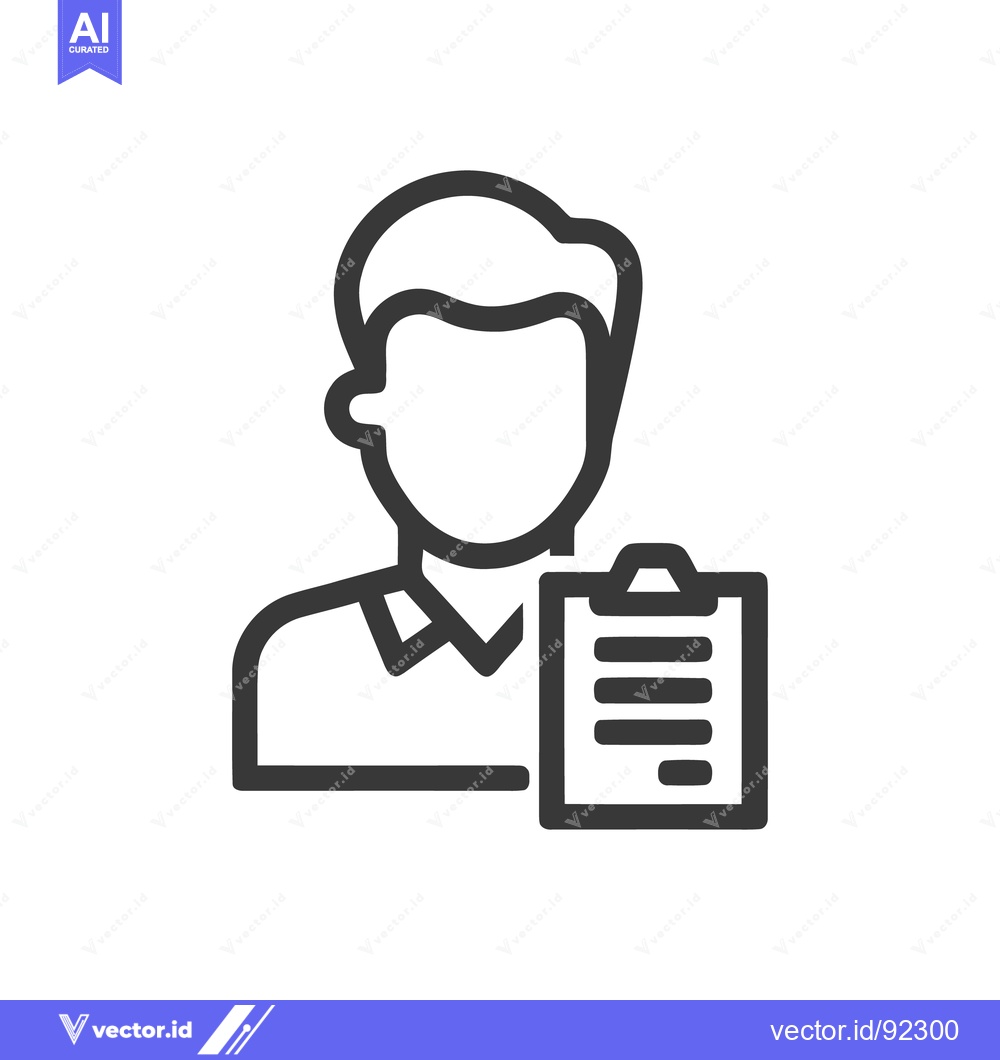 Premium Vector dari Man with Clipboard Icon: Simple Outline Illustration for Business and