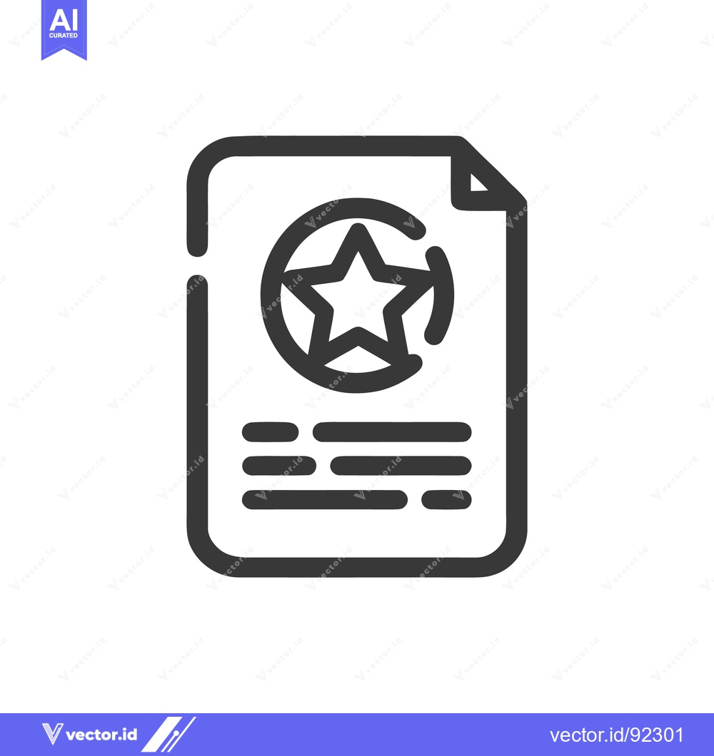 Premium Vector of Star Award Document Icon: Modern Minimalist Design on White Background