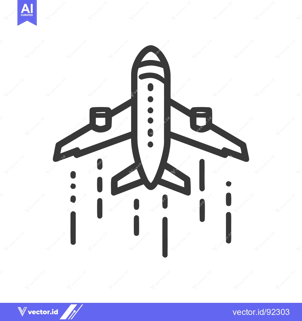 Premium Vector dari Airplane Ascending: Minimalist Line Art Icon with Exhaust Trails