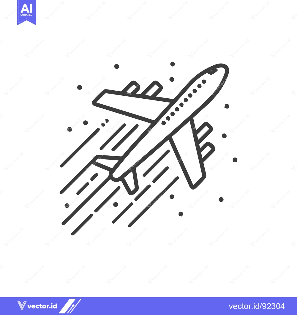Premium Vector dari Sleek Airplane Icon Ascending with Speed Lines and Trailing Dots
