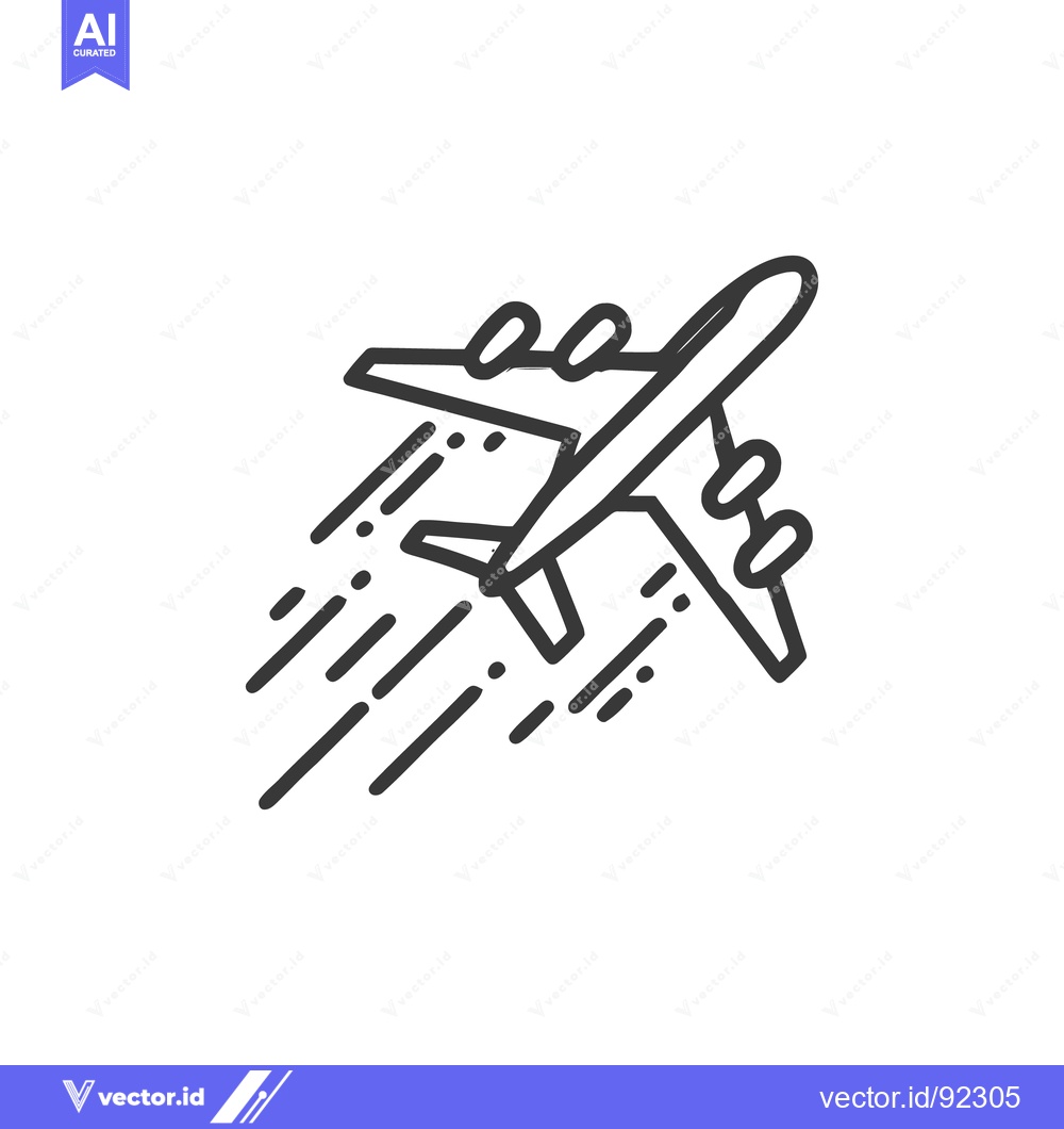 Premium Vector dari Airplane Ascending: Minimalist Line Art with Motion Trails on White Ba